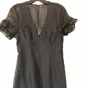 BCBGENERATION Black Gingham Ruffle Dress